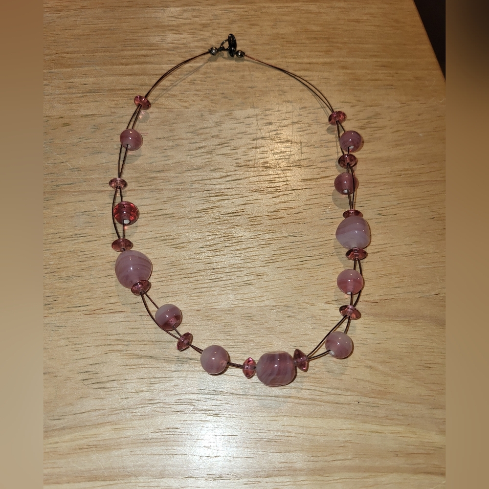Pink Beaded Necklace - Elegant Women's Jewelry